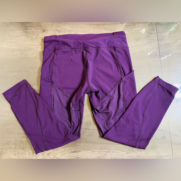Size 10 lululemon mesh legging. Purple Mesh Crossover Back Stash Pocket Mid Rise - Picture 12 of 14